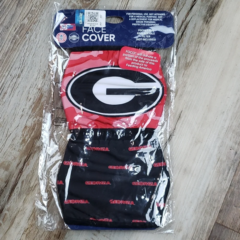 NWT Collegiate Licensed Product Georgia Bulldogs 2 Unisex Cloth Face Masks